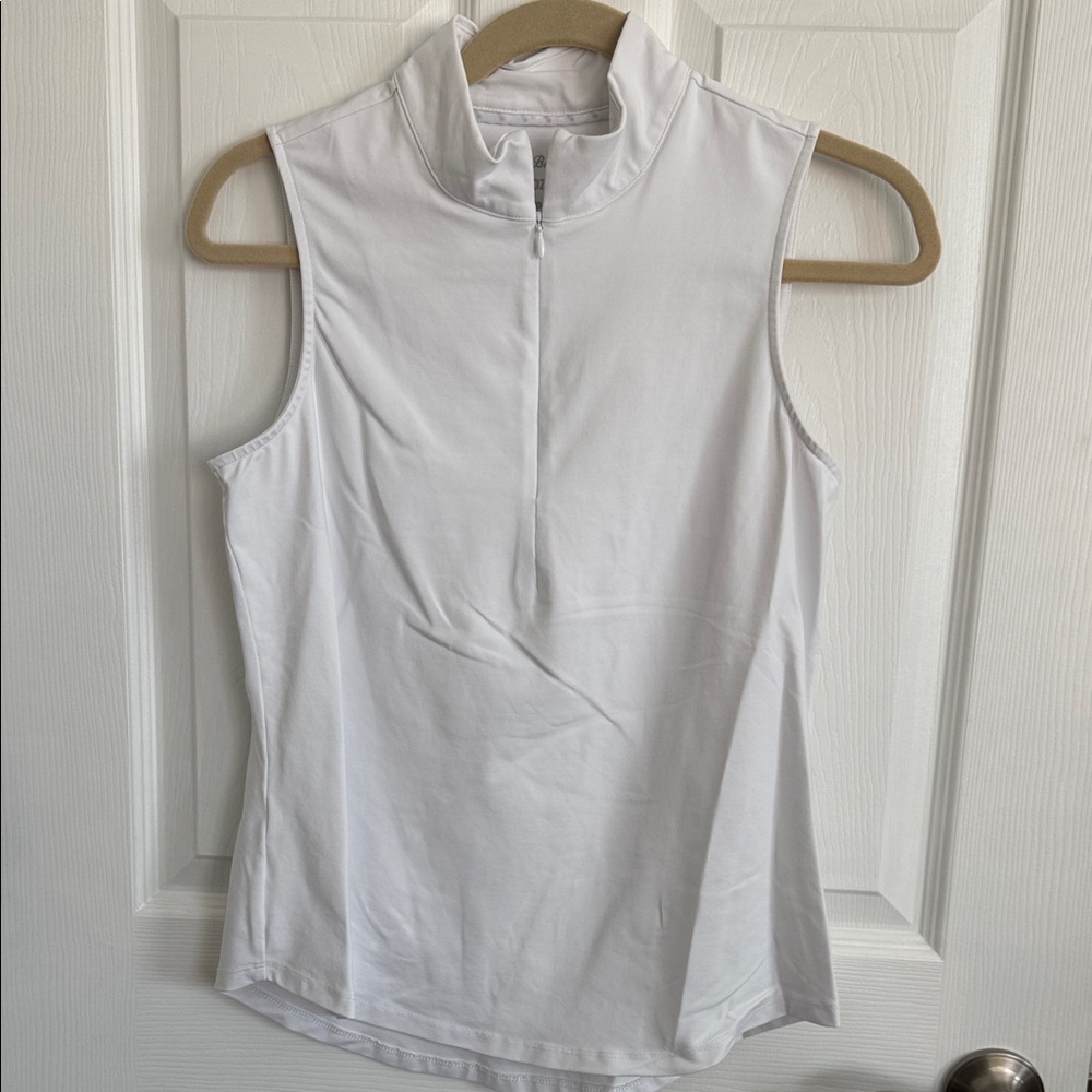 Tommy Bahama White Sleeveless Mock Neck Zip Tank-SZ Small